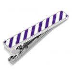 Varsity Stripes Purple and White Tie Clip.jpg